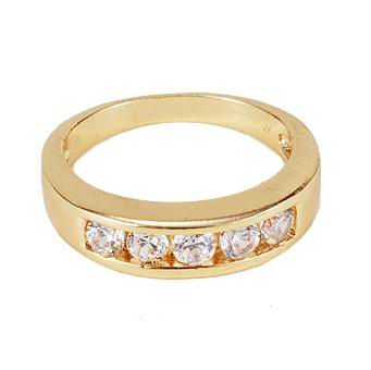 SPARKLING 5-STONE CZ CHANNEL RING 18KRGP-sz 6